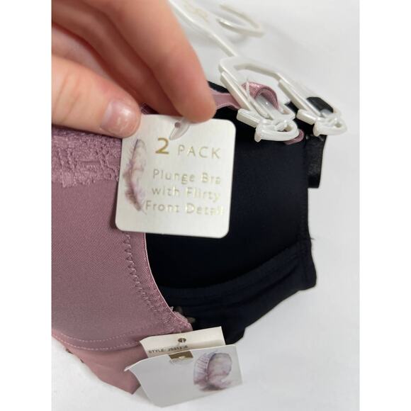 Jessica Simpson Plunge Bra with Flirty Front Lace Detail 2 pack Size 36C NEW - Picture 8 of 13